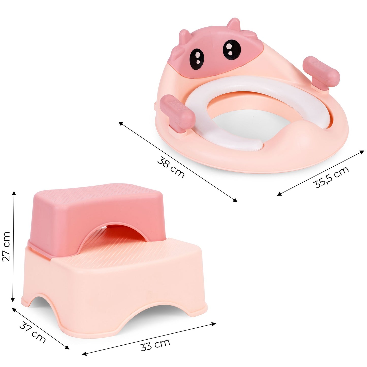 Toilet Training Seat with Steps for Kids, Pink