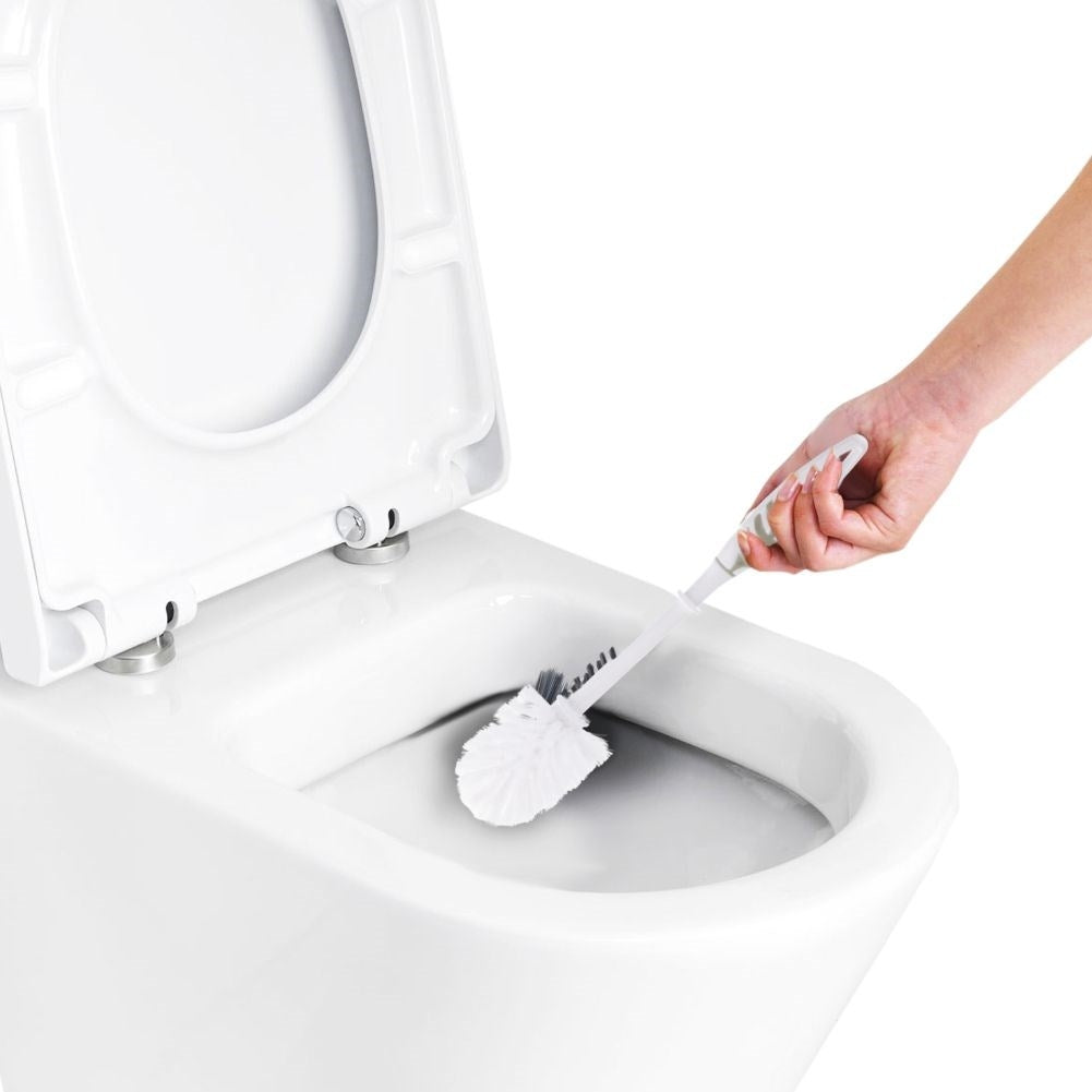 Toilet brush grey/white with double brush for thorough cleaning