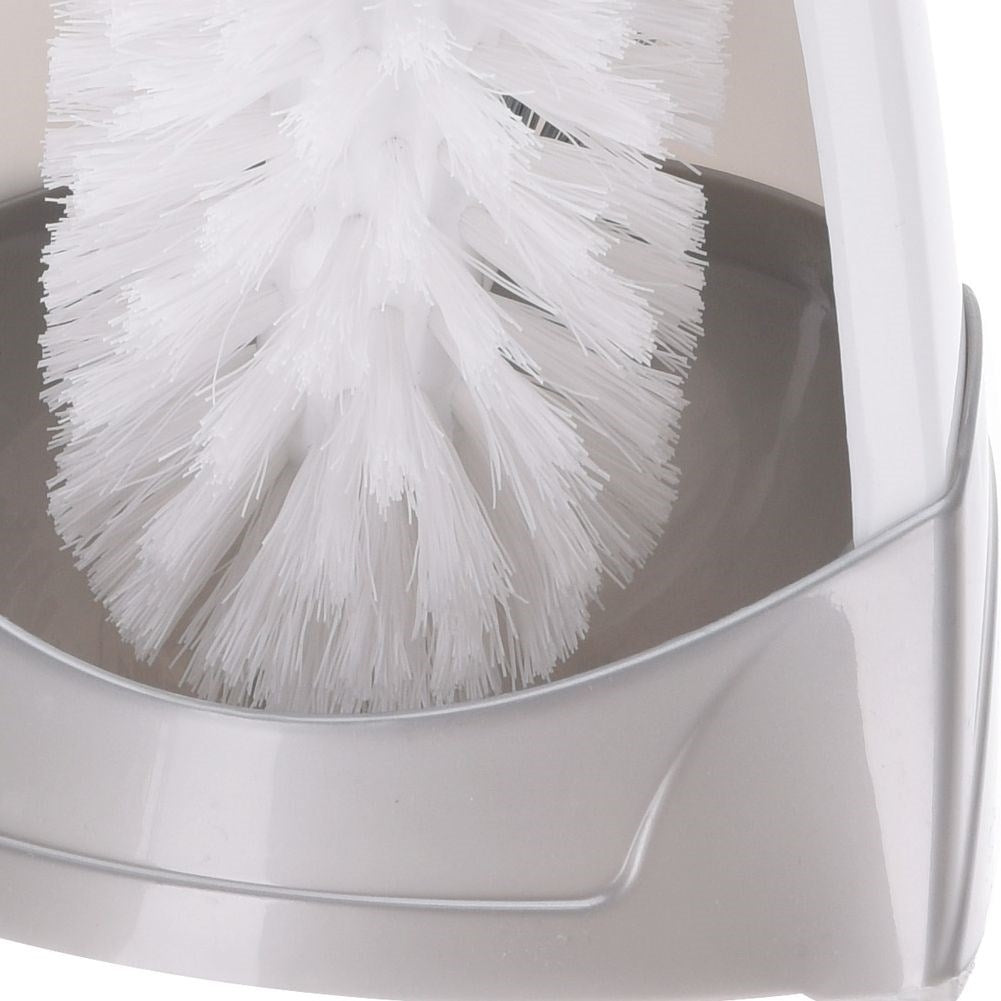 Toilet brush grey/white with double brush for thorough cleaning