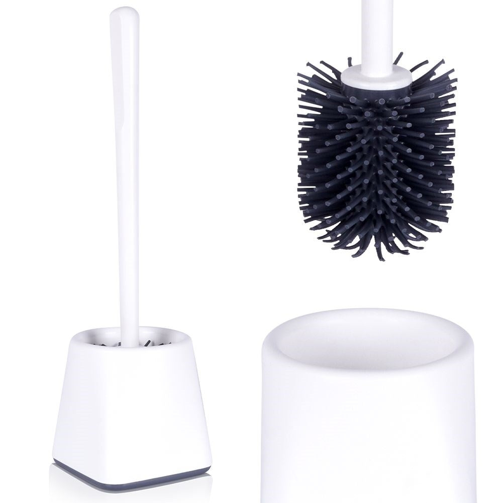 Toilet brush in graphite color with durable silicone and container