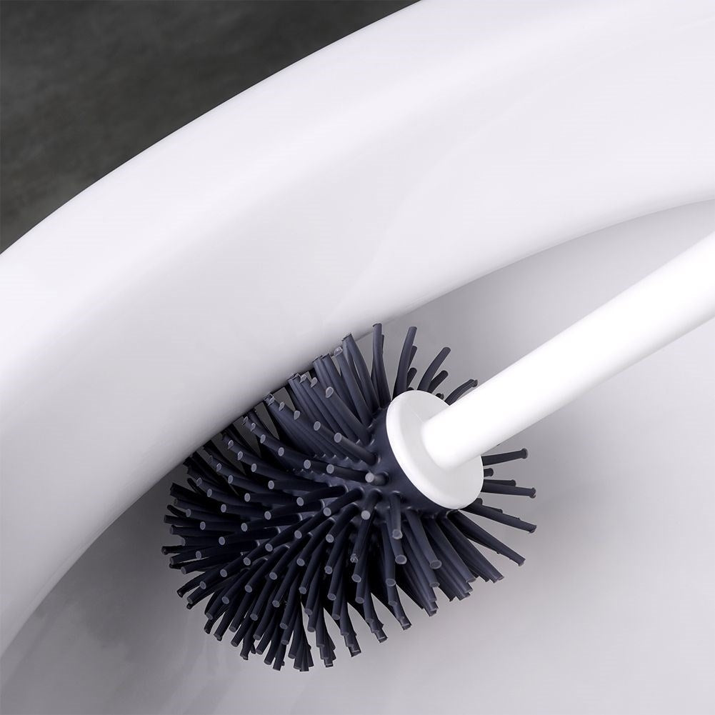 Toilet brush in graphite color with durable silicone and container