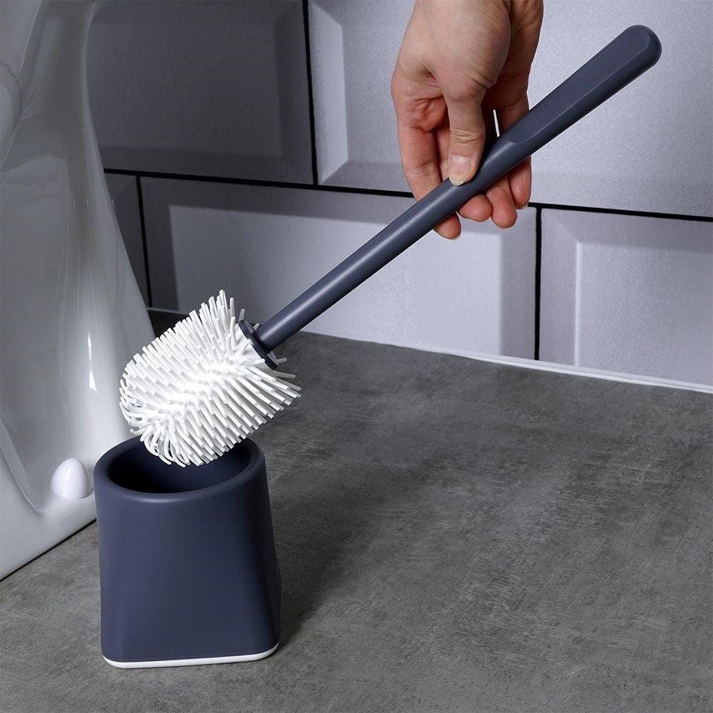 Toilet brush with container in graphite, simple design
