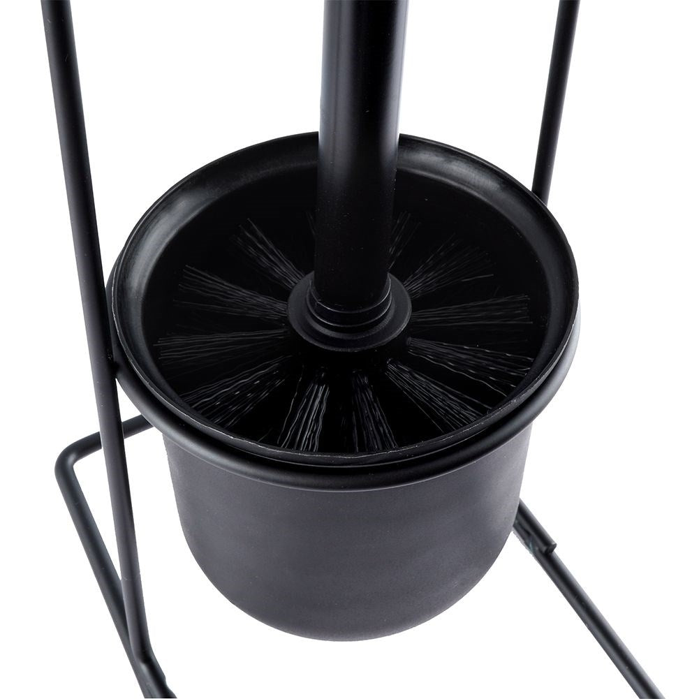 Toilet brush with paper holder, black metal and plastic