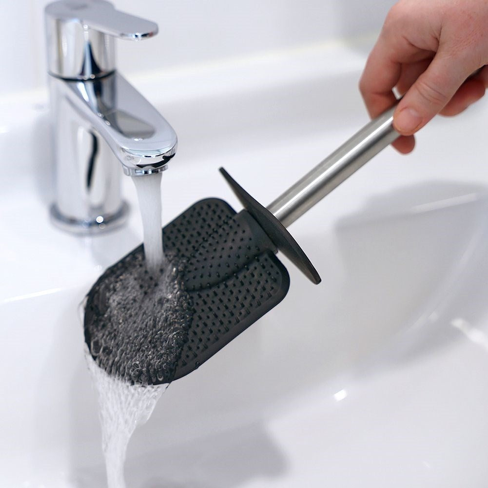 Toilet brush with stainless steel container