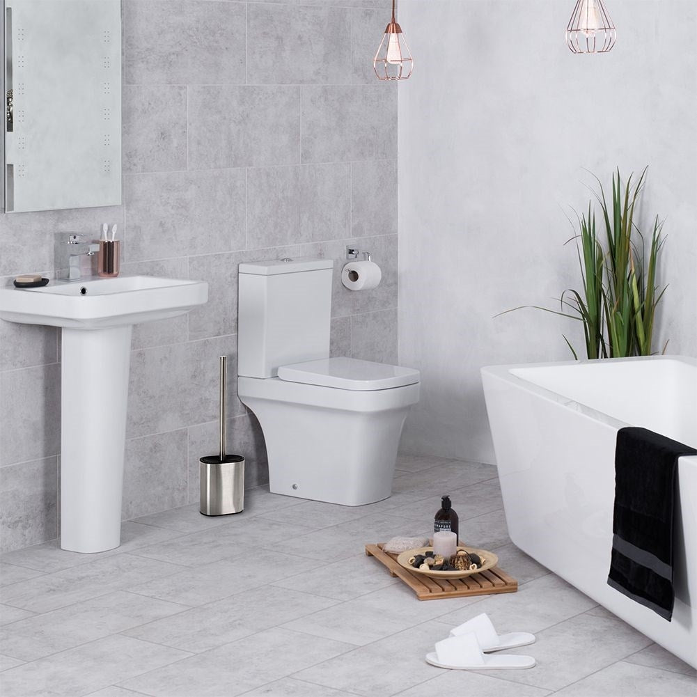 Toilet brush with stainless steel container