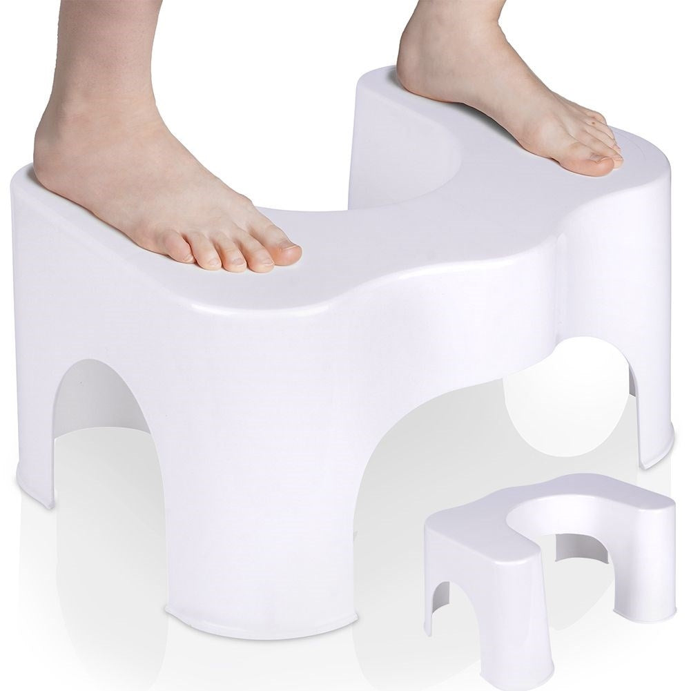 Toilet footstool: Ergonomic and durable in white plastic