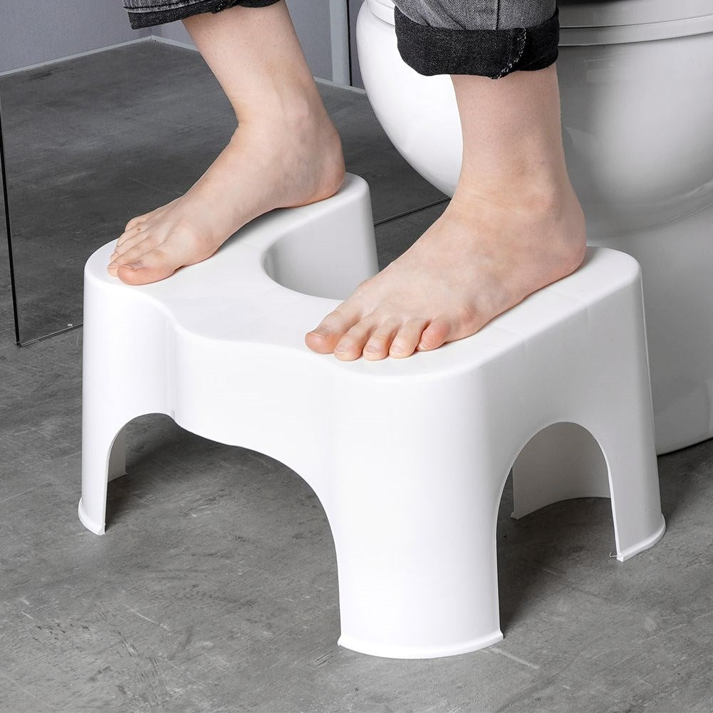 Toilet footstool: Ergonomic and durable in white plastic