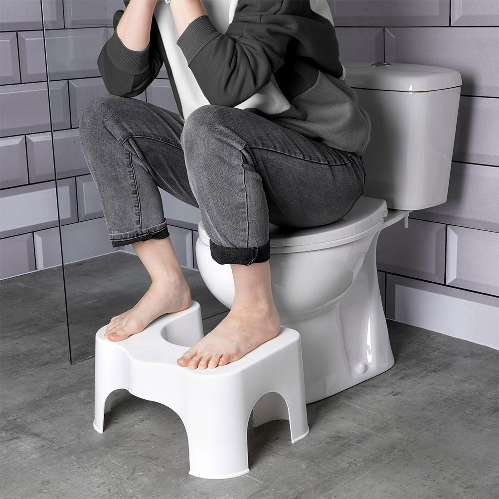 Toilet footstool: Ergonomic and durable in white plastic