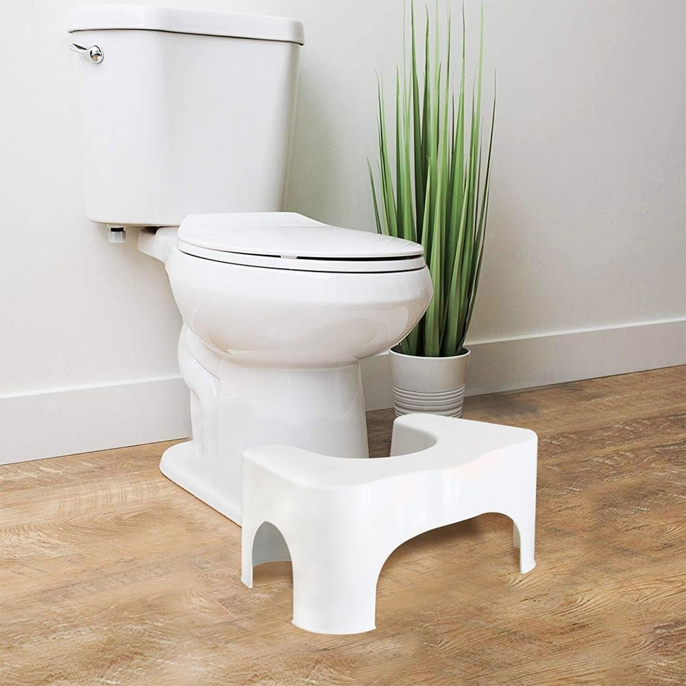 Toilet footstool: Ergonomic and durable in white plastic