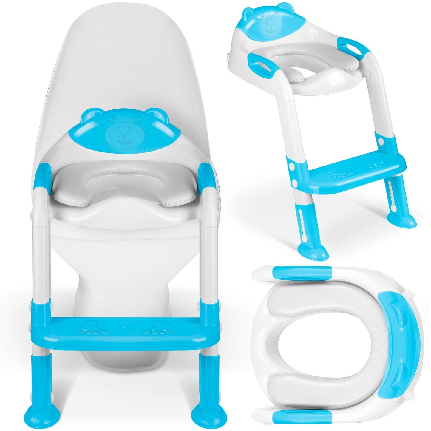 Toilet seat with ladder and bear motif Ricokids 729200 Blue