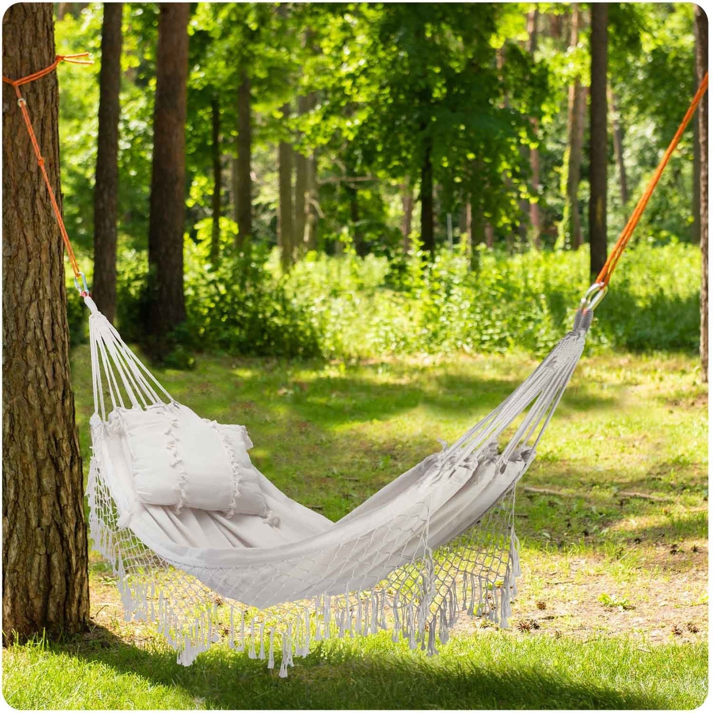 Toledo Double Beige Garden Hammock with Sofotel Cushion