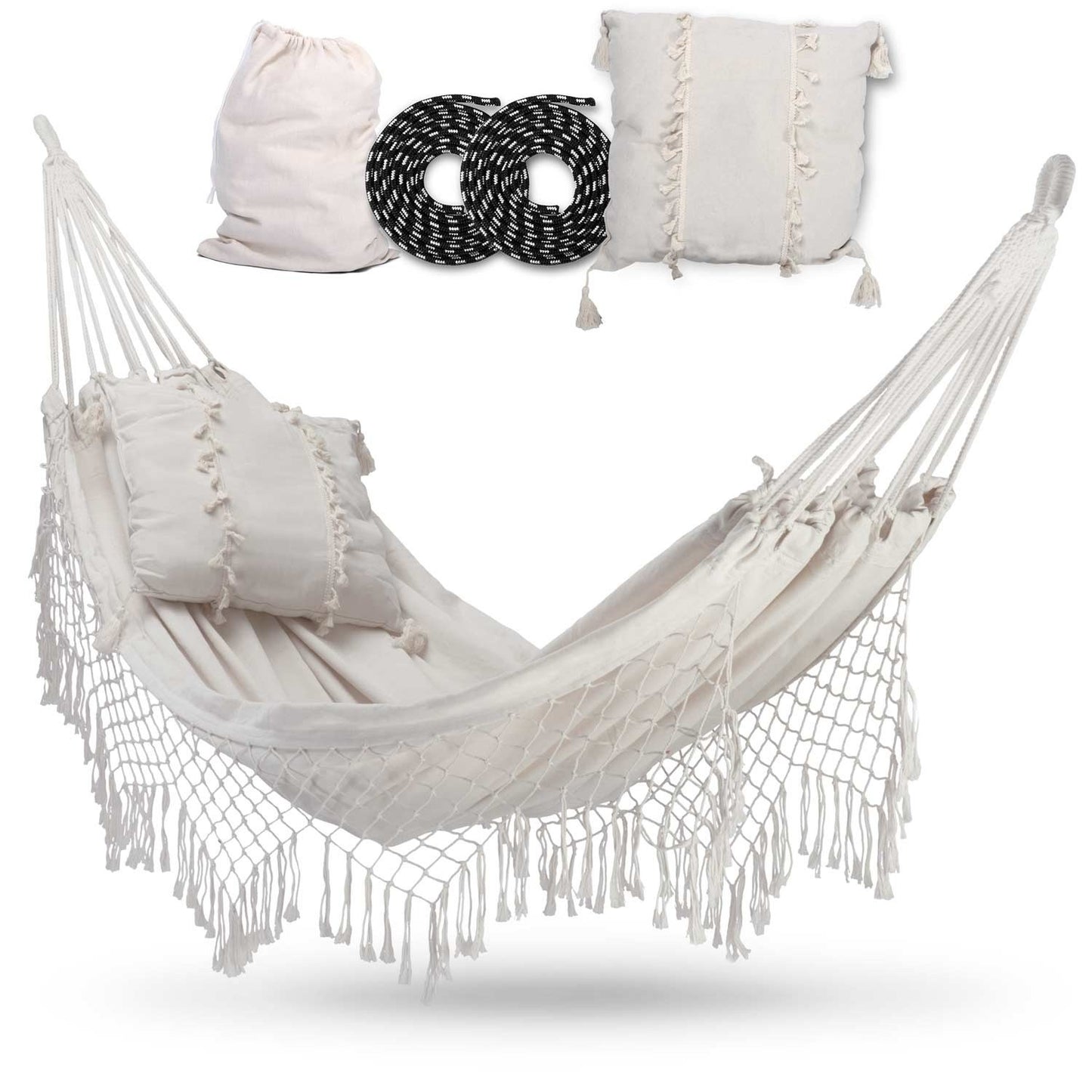 Toledo Double Beige Garden Hammock with Sofotel Cushion