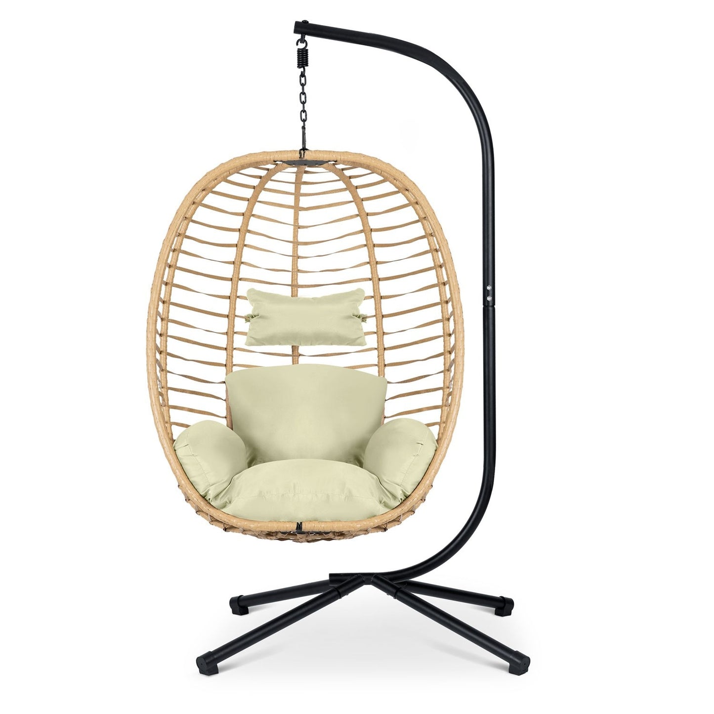 Toskana black hanging garden chair + beige cushions Sofotel