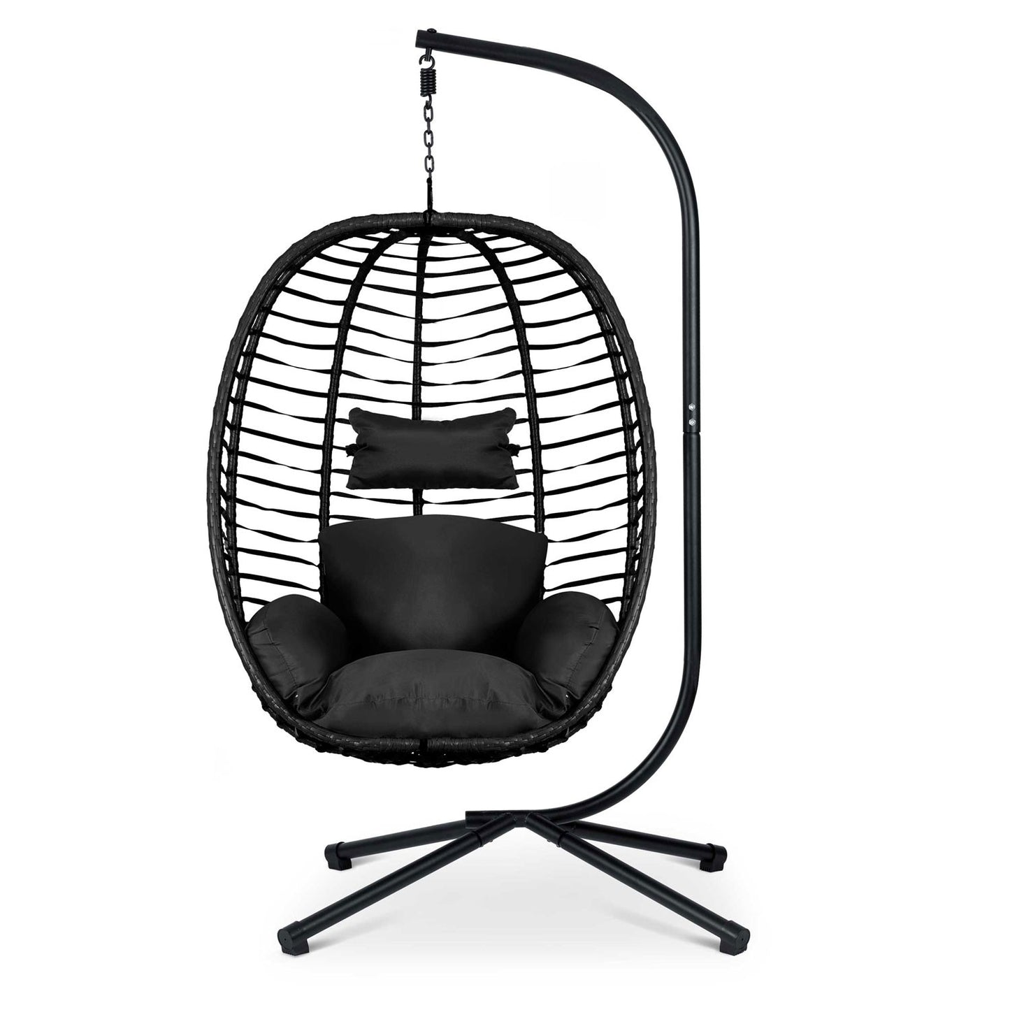 Toskana black hanging garden chair + black Sofotel cushions