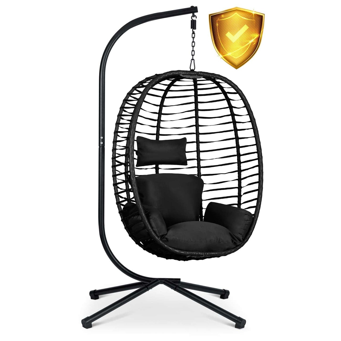 Toskana black hanging garden chair + black Sofotel cushions