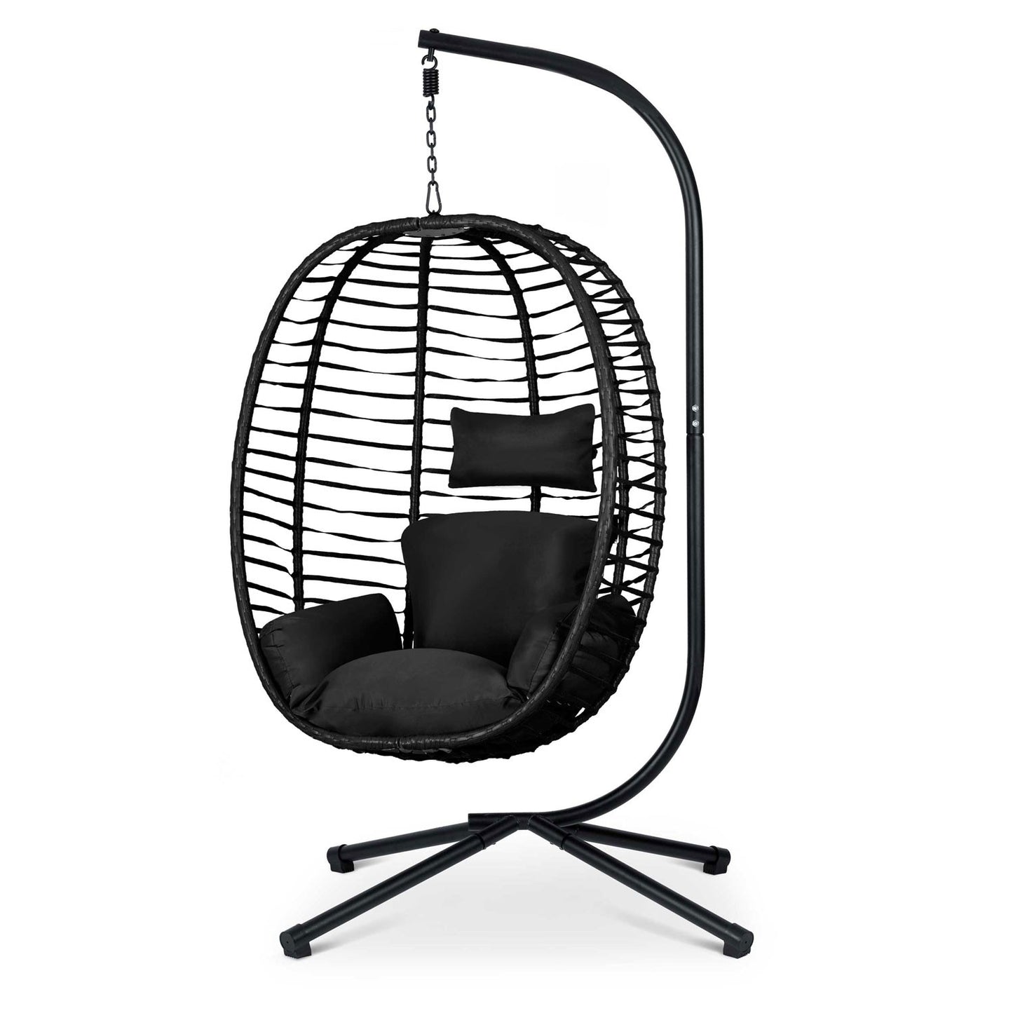 Toskana black hanging garden chair + black Sofotel cushions