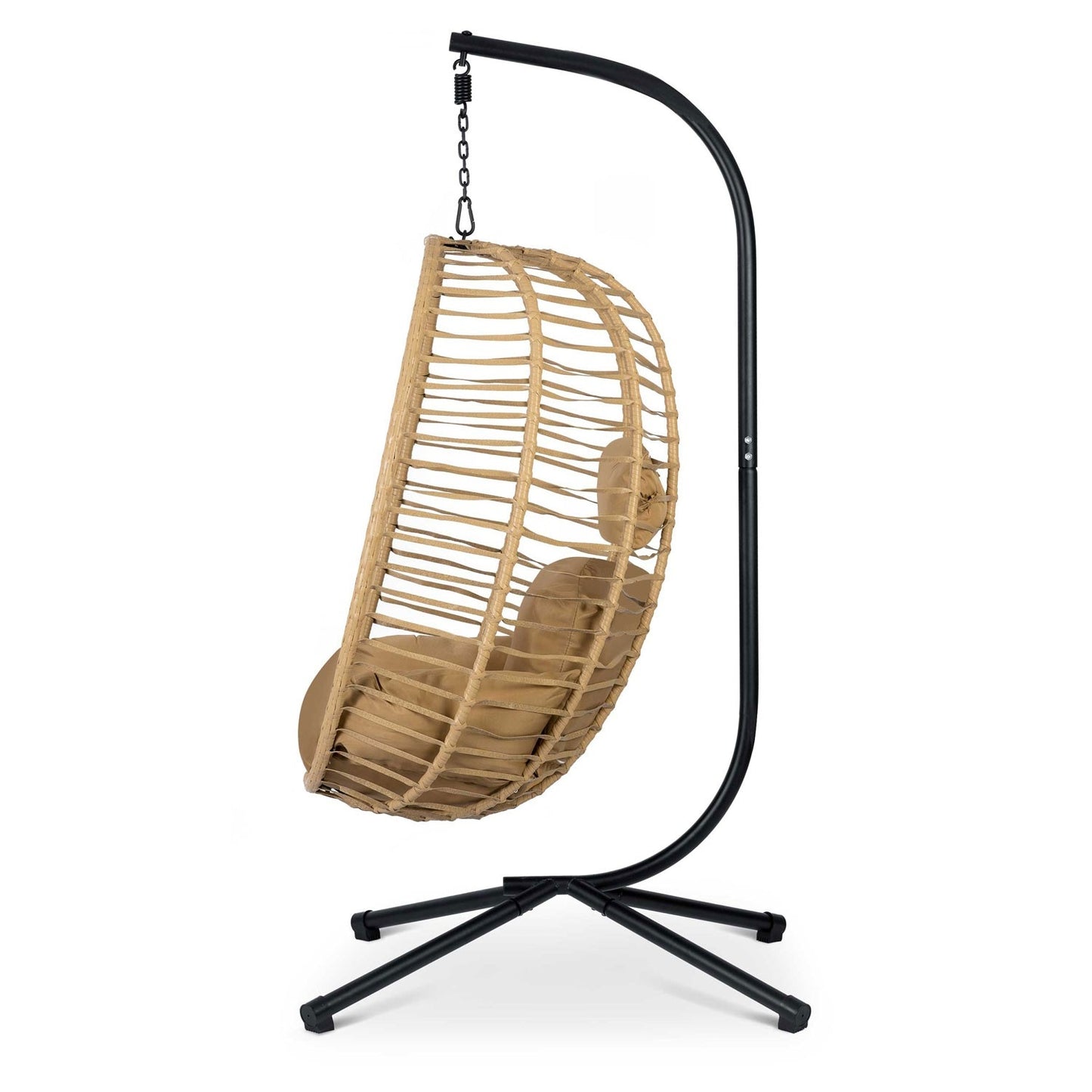 Toskana black hanging garden chair + brown cushions Sofotel