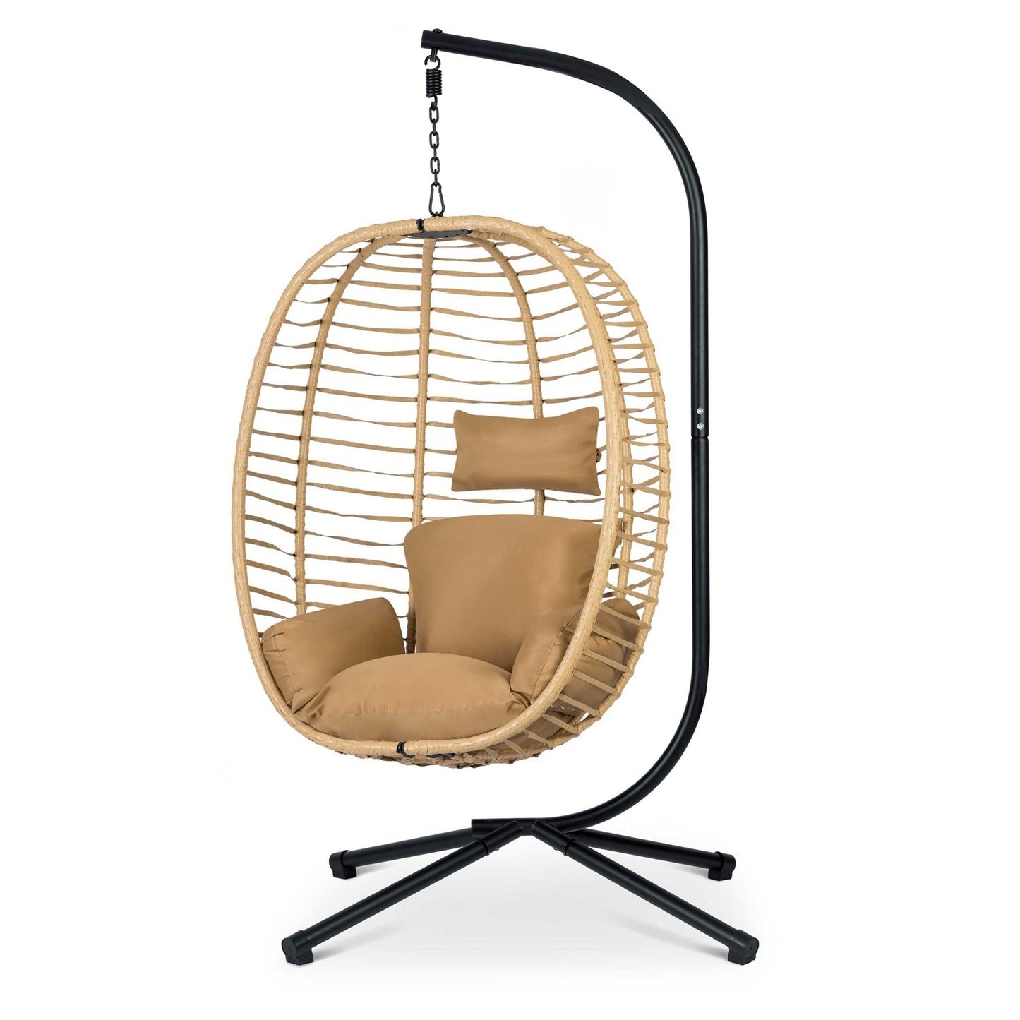Toskana black hanging garden chair + brown cushions Sofotel