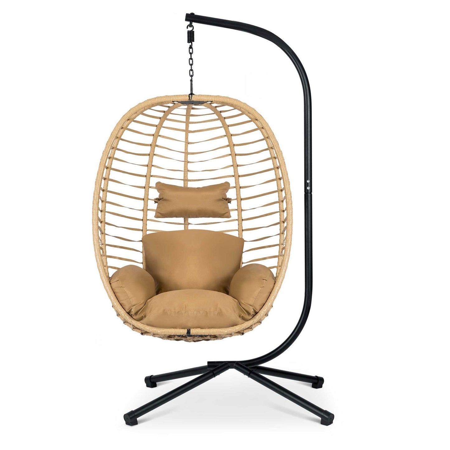 Toskana black hanging garden chair + brown cushions Sofotel
