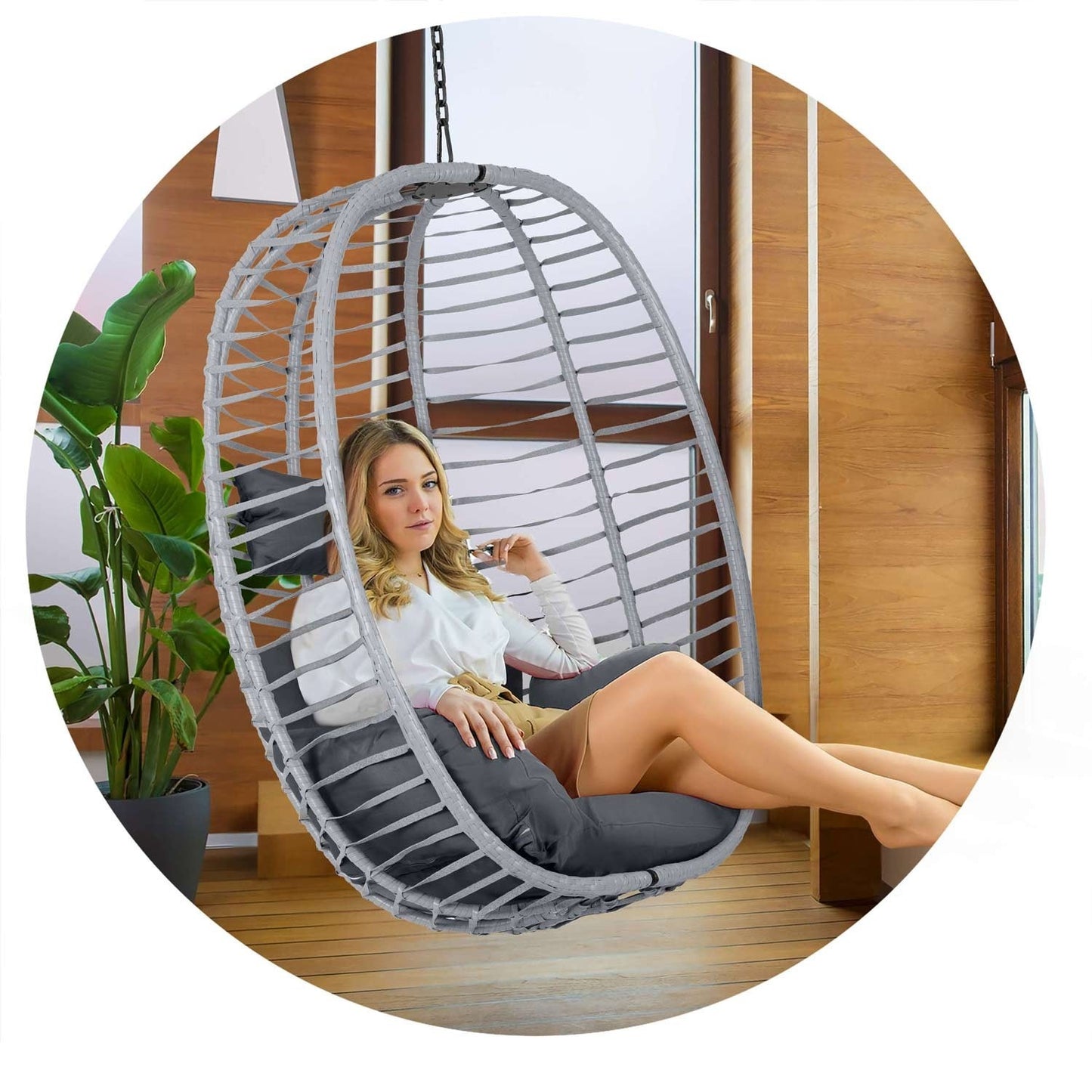 Toskana hanging garden chair black grey cushions Sofotel