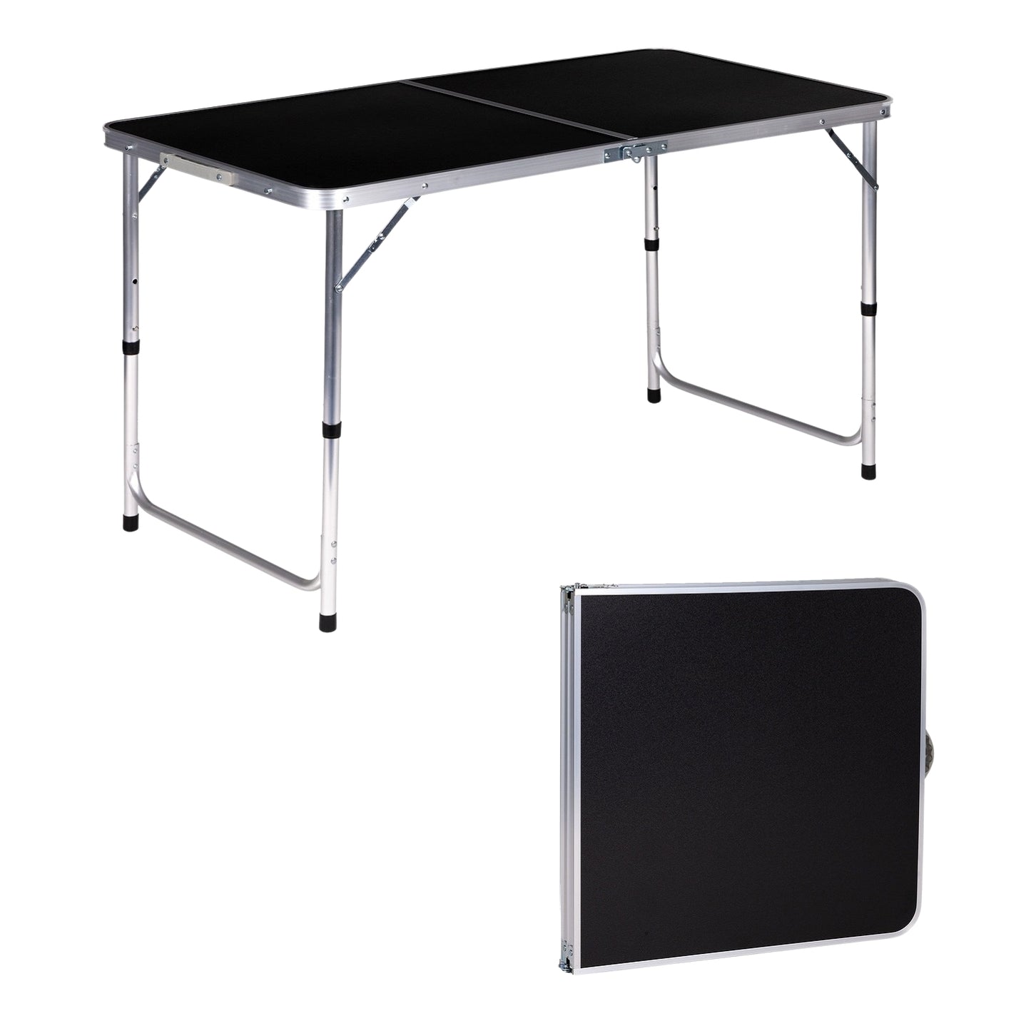 Tourist table foldable camping table black top 120 x 60 cm