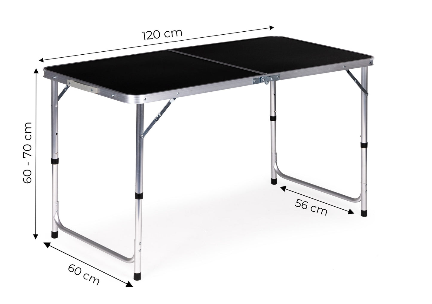 Tourist table foldable camping table black top 120 x 60 cm