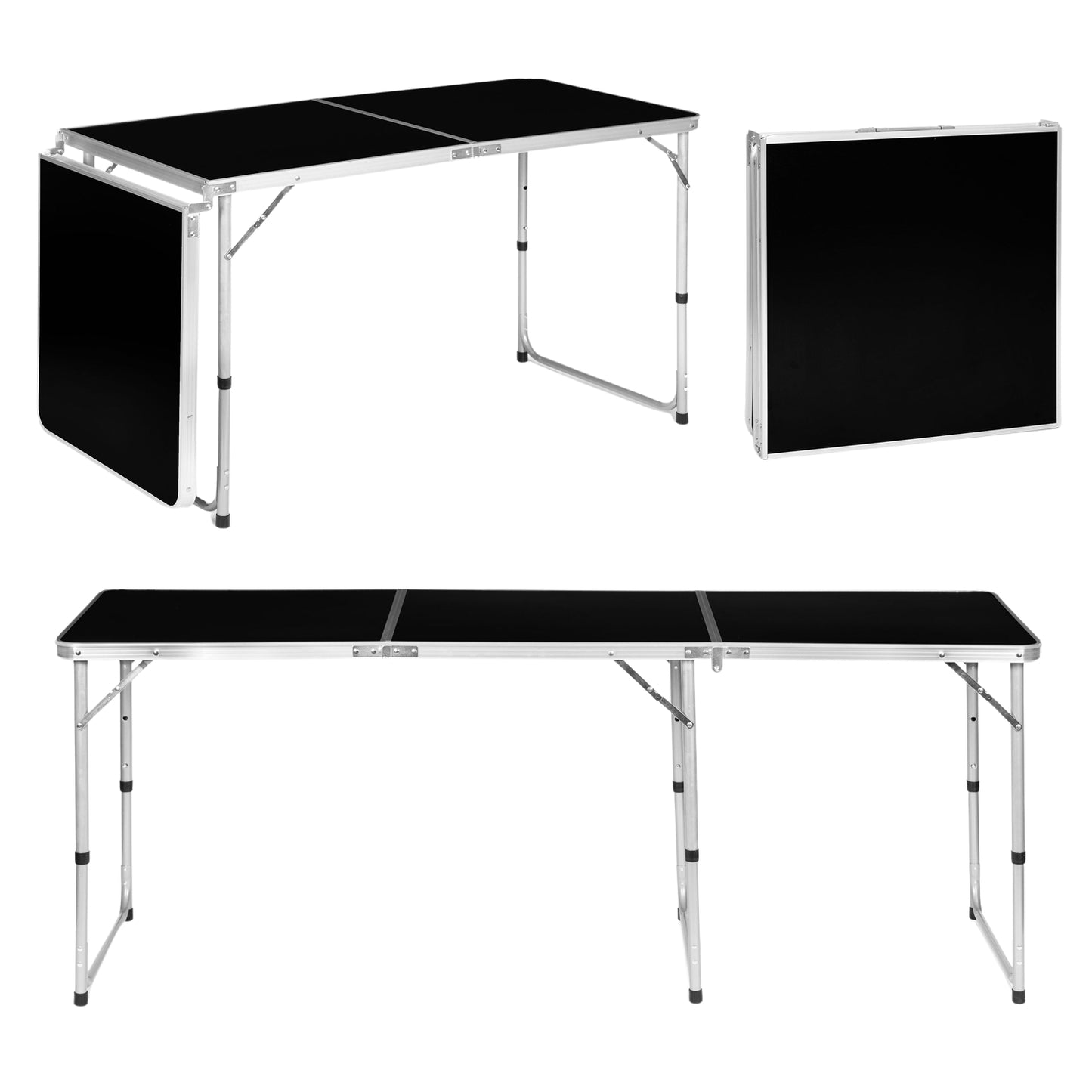Tourist table, foldable camping table, black top, 180 x 60 cm