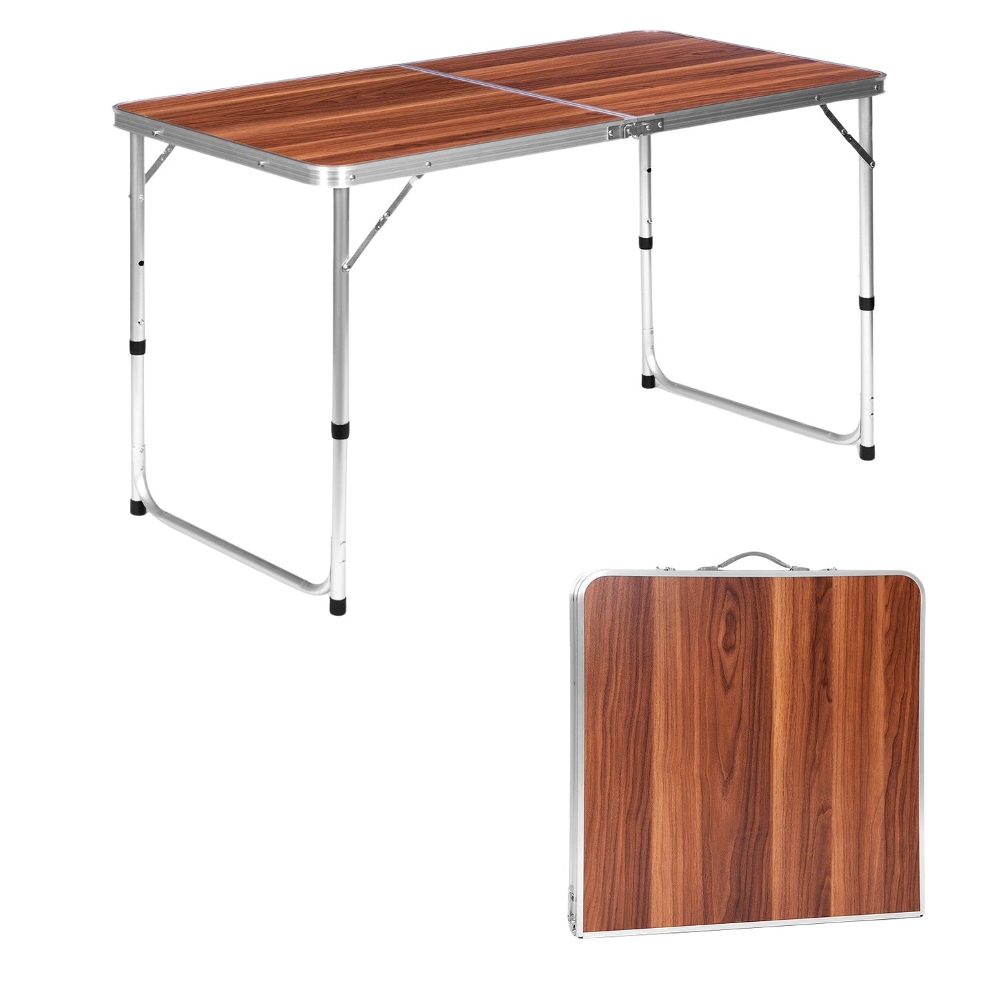 Tourist table foldable camping table brown top 120 x 60 cm