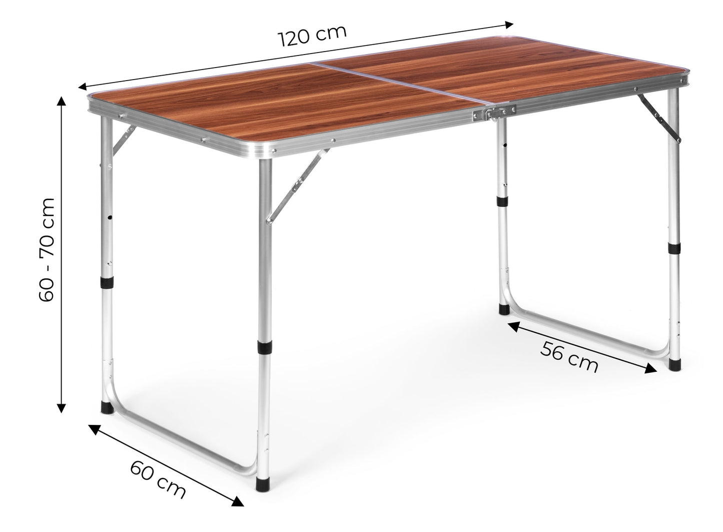 Tourist table foldable camping table brown top 120 x 60 cm