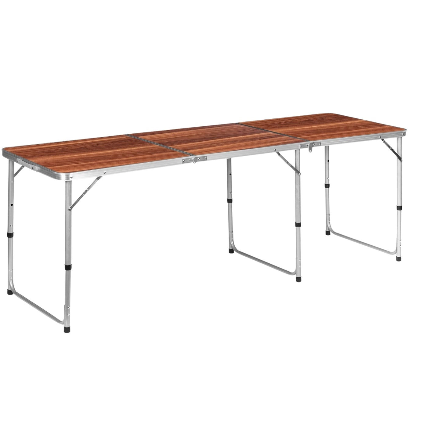 Tourist table, foldable camping table, brown top, 180 x 60 cm