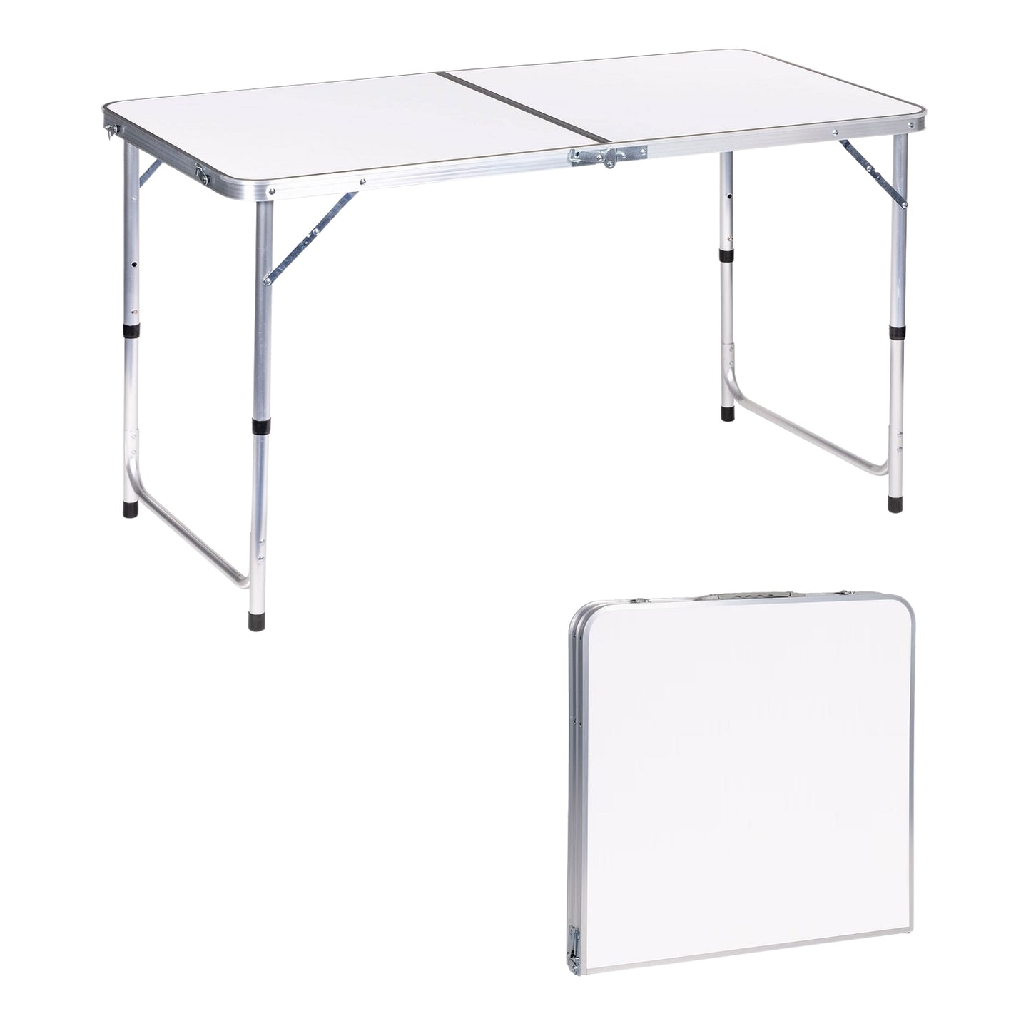Tourist table foldable camping table white top 120 x 60 cm