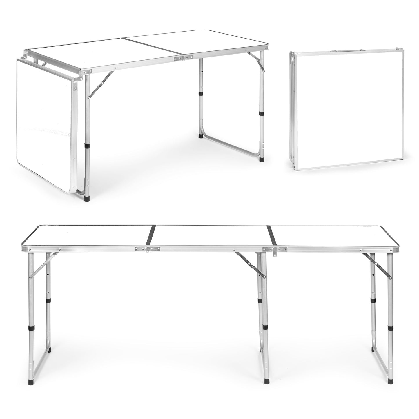 Tourist table, foldable camping table, white top, 180 x 60 cm