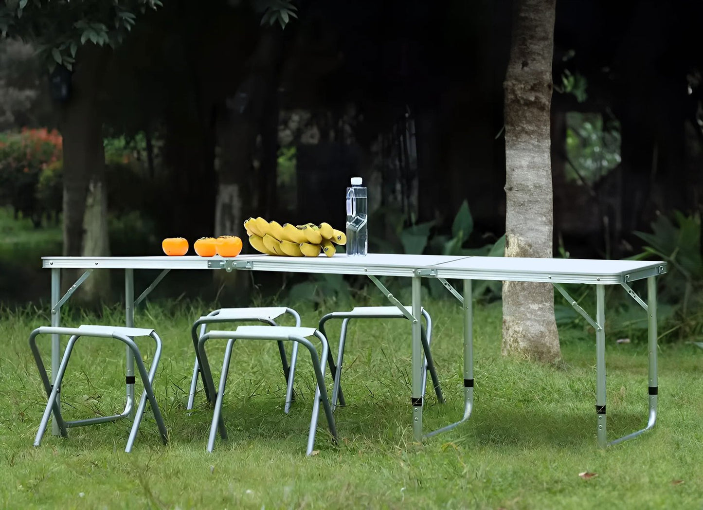 Tourist table, foldable camping table, white top, 180 x 60 cm