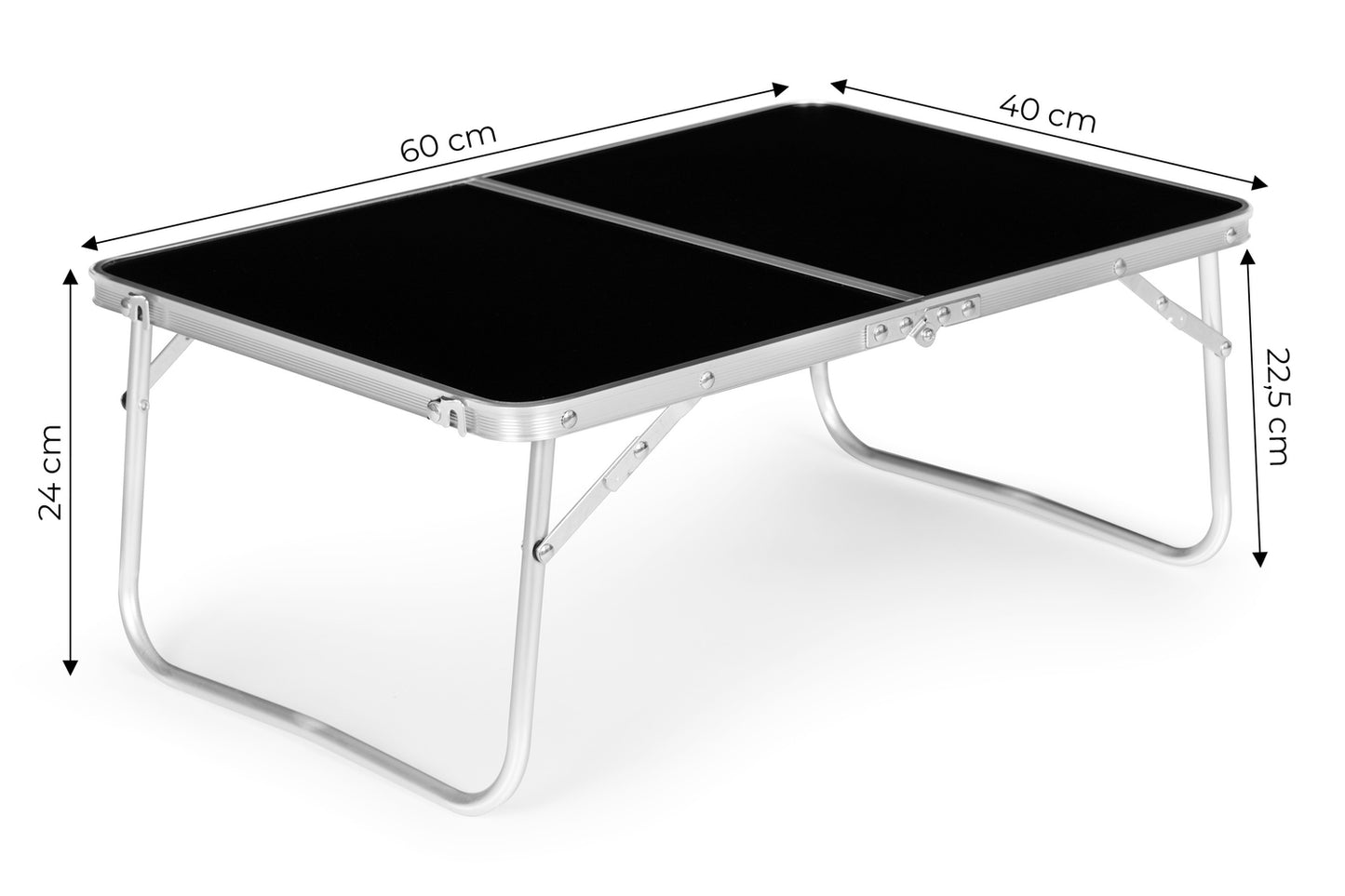 Tourist table, foldable picnic table, black top, 60x40 cm