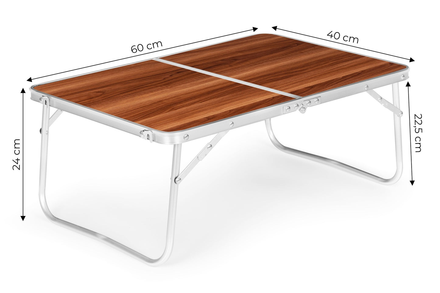 Tourist table, foldable picnic table, brown top, 60x40 cm