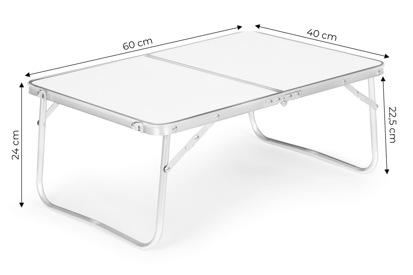 Tourist table, foldable picnic table, white top, 60x40 cm