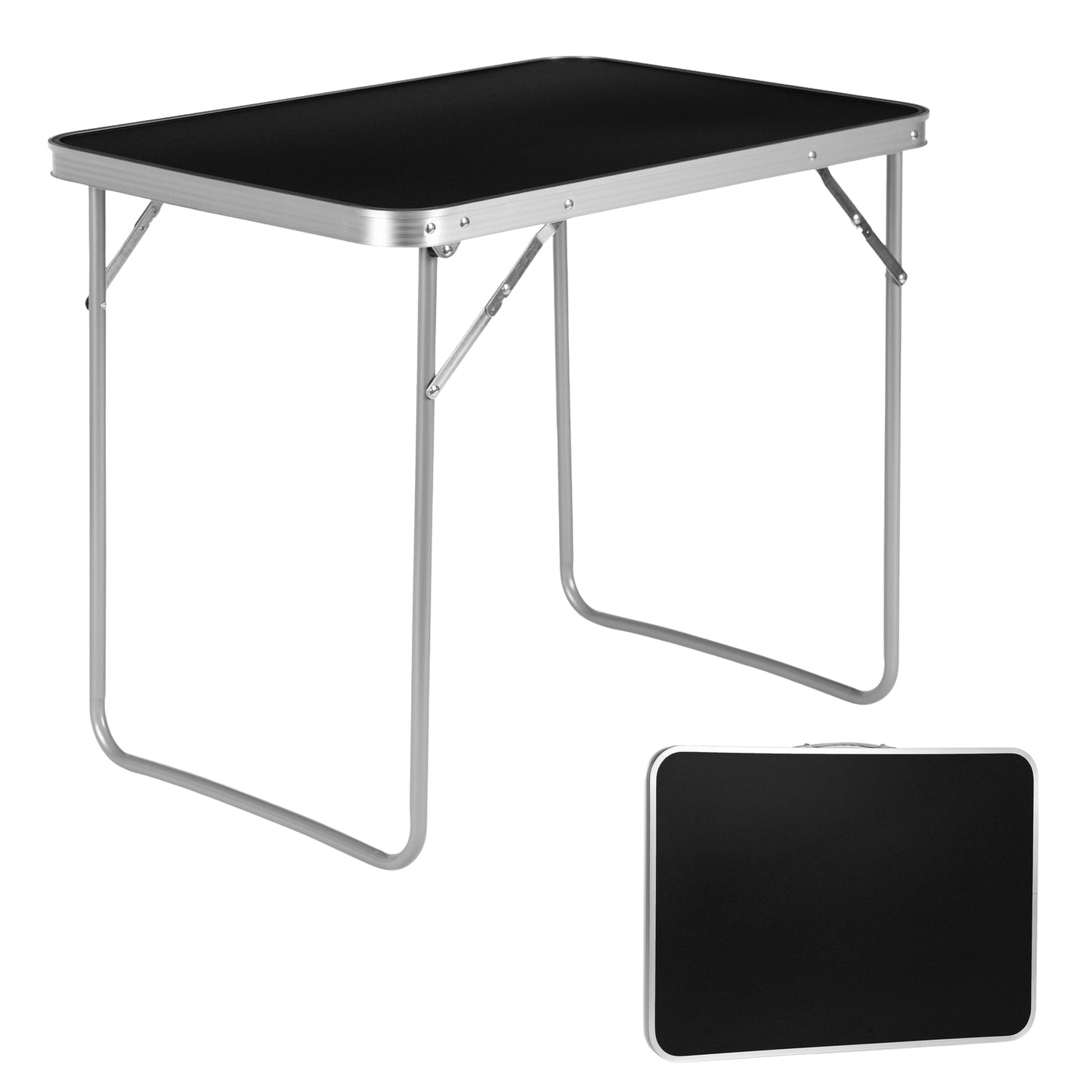 Tourist table, picnic table, foldable top, 80x60 cm, black