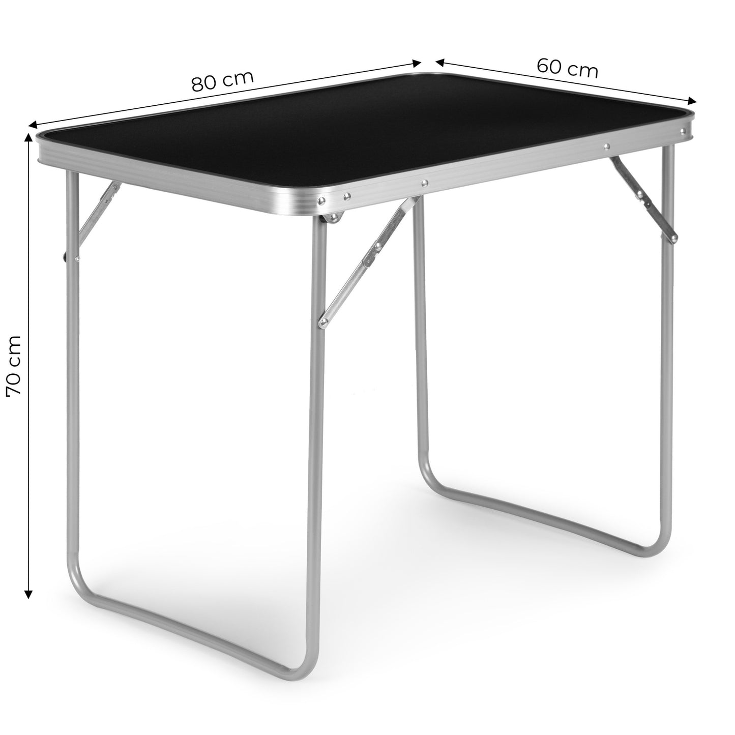 Tourist table, picnic table, foldable top, 80x60 cm, black