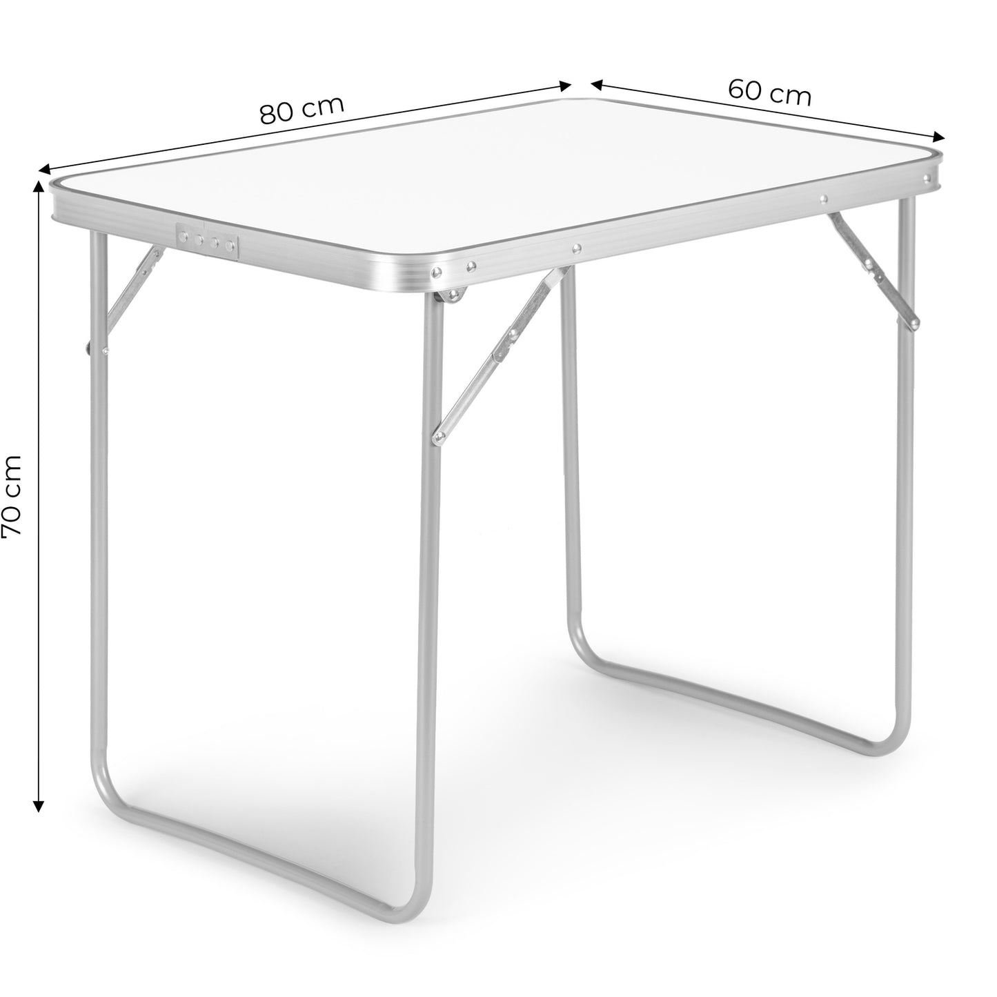 Tourist table, picnic table, foldable top, 80x60 cm, white