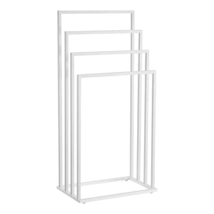Towel Rack, 4 Bars, Wall-Mounted, White