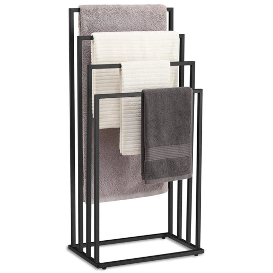 Towel Rack with 4 Bars – Black Finish