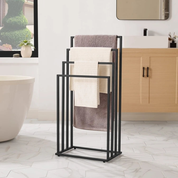 Towel Rack with 4 Bars – Black Finish