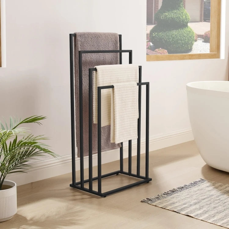 Towel Rack with 4 Bars – Black Finish