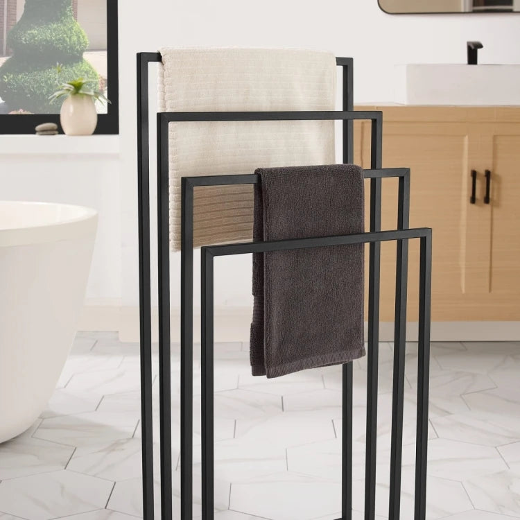 Towel Rack with 4 Bars – Black Finish