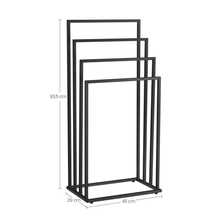 Towel Rack with 4 Bars – Black Finish