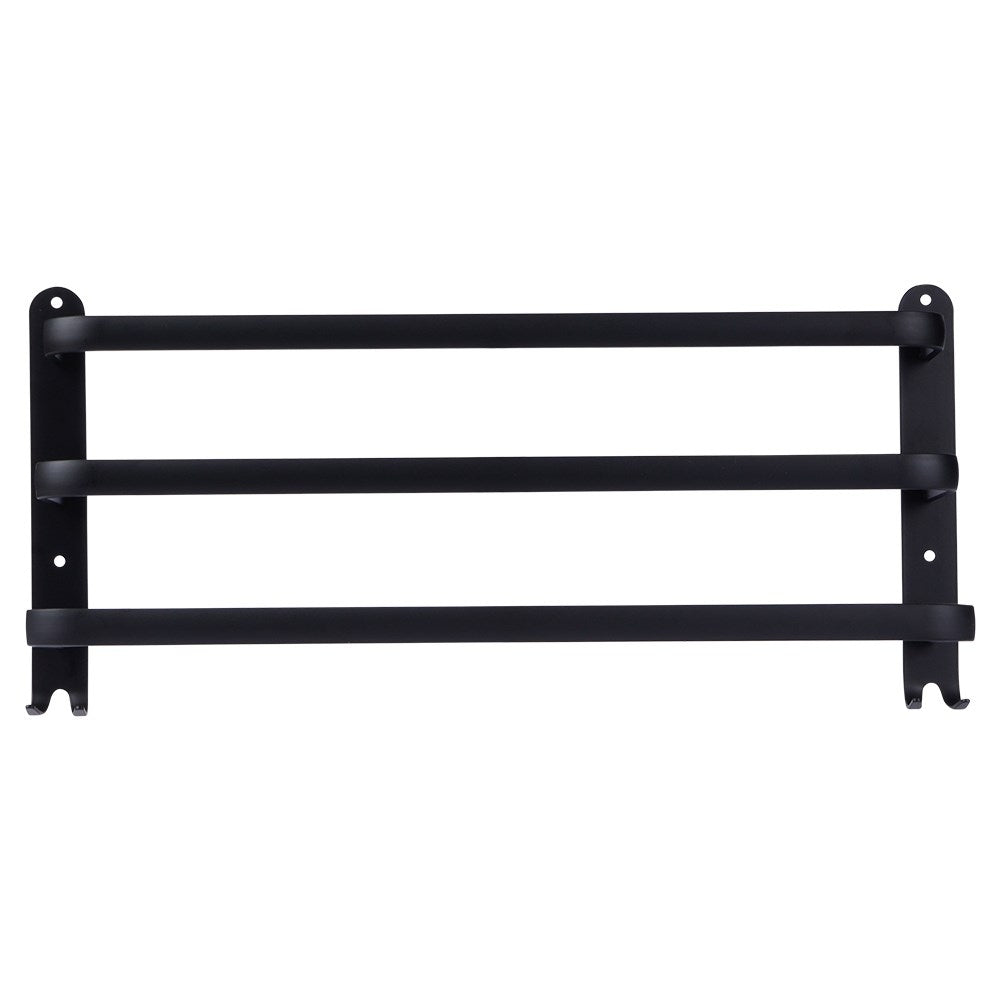 Towel hanger with 3 sections and 4 hooks, black