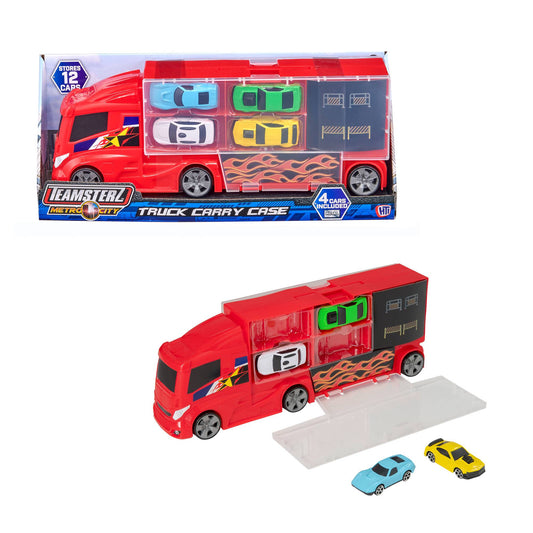Toy Car Carry Case with 4 Die-Cast Cars, Ages 3+