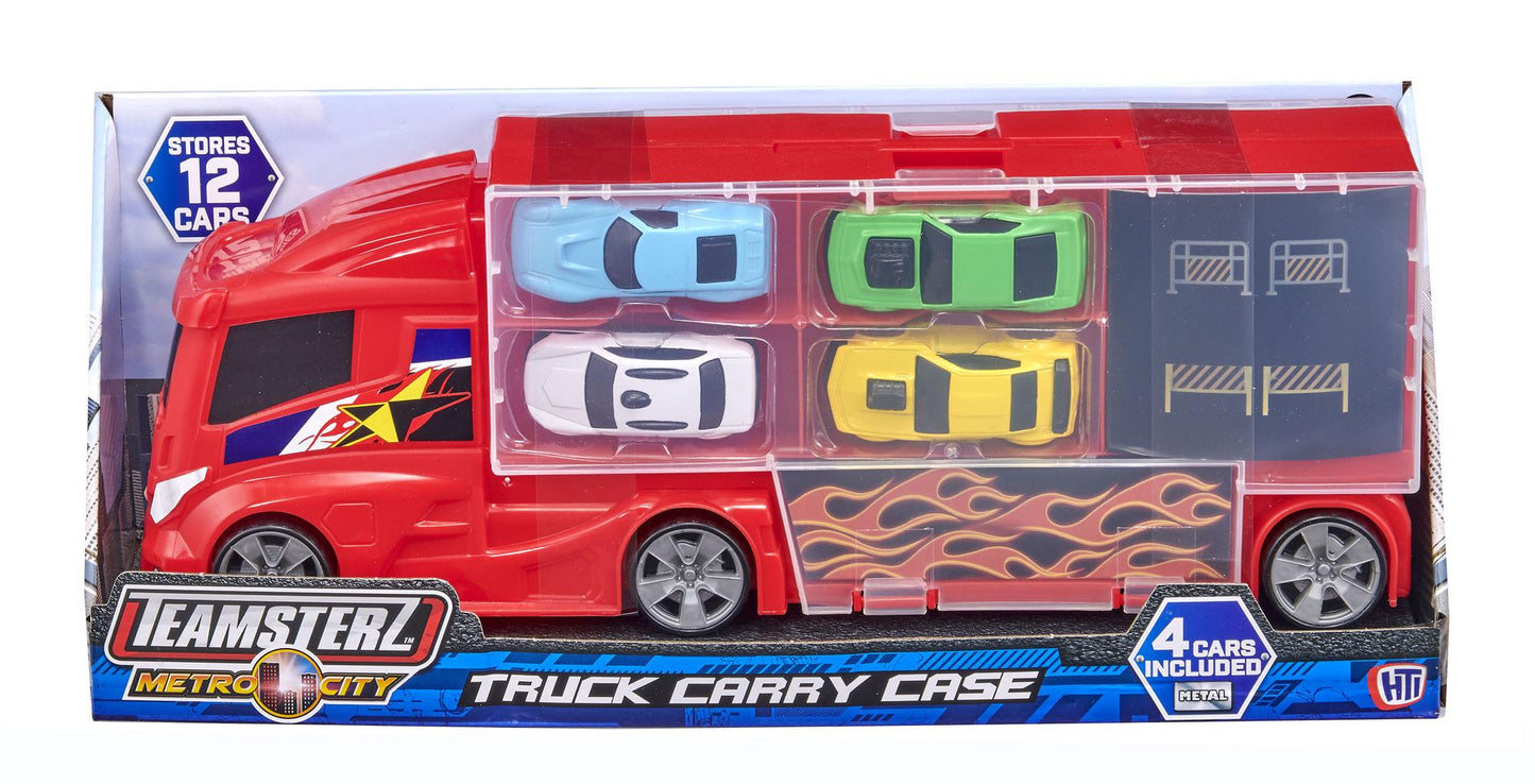 Toy Car Carry Case with 4 Die-Cast Cars, Ages 3+