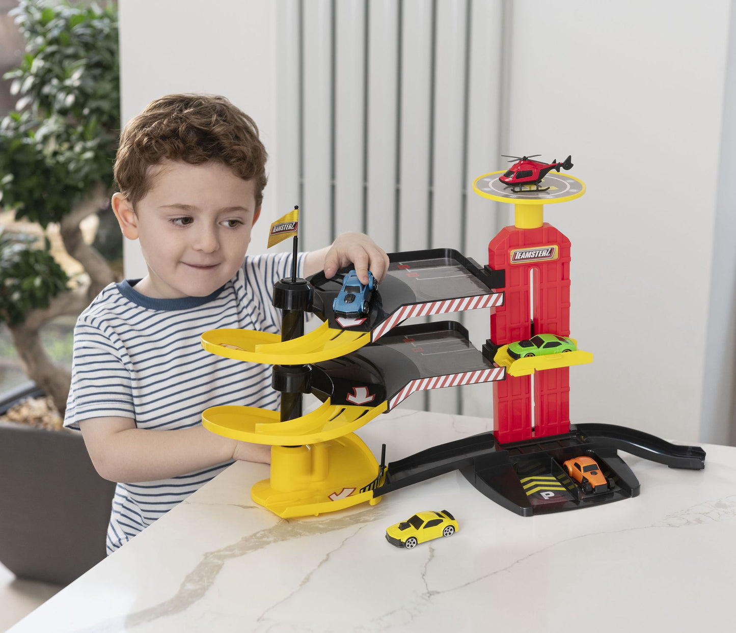Toy Parking Garage with 5 Cars, 3-Level Playset