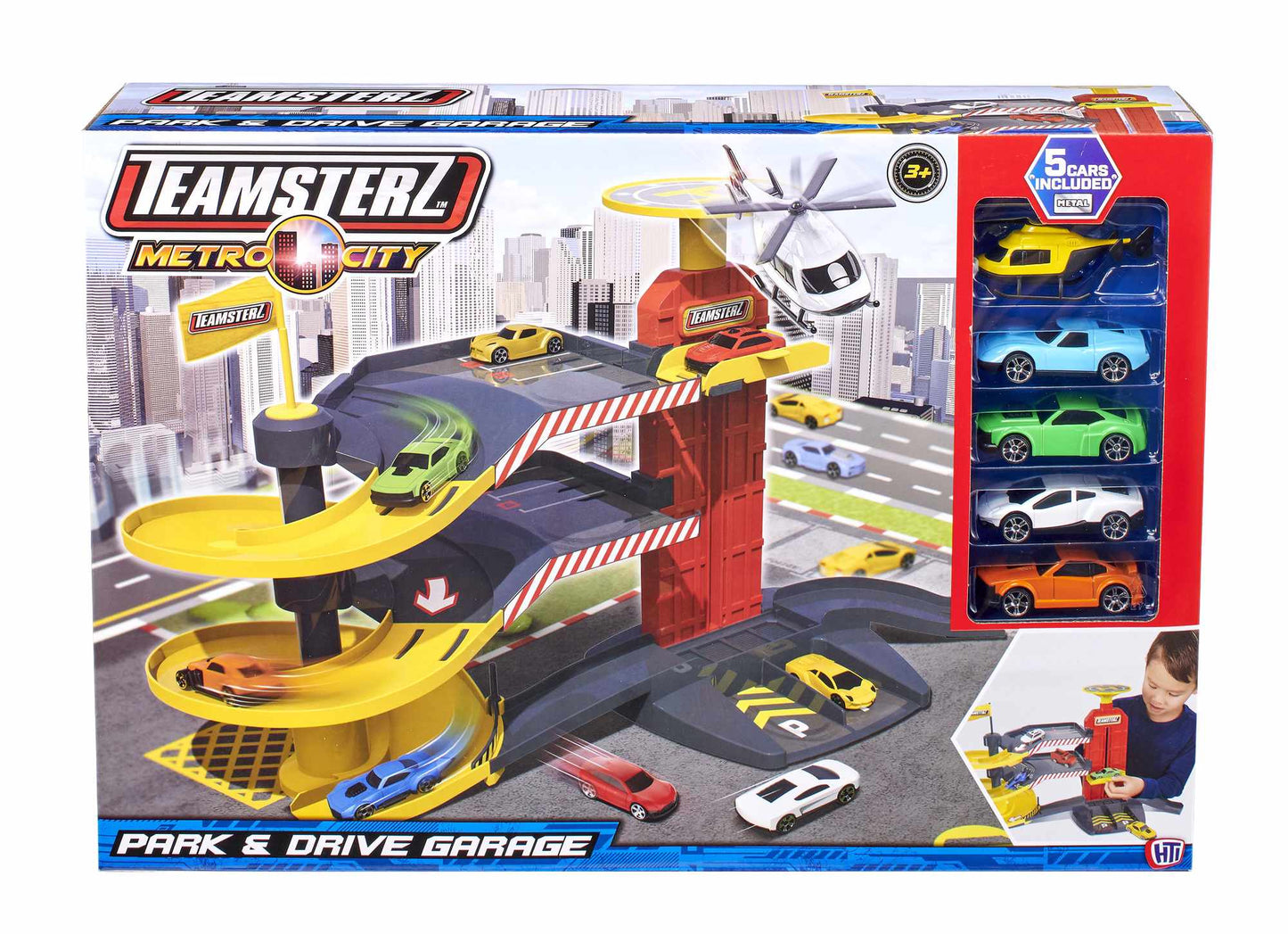 Toy Parking Garage with 5 Cars, 3-Level Playset